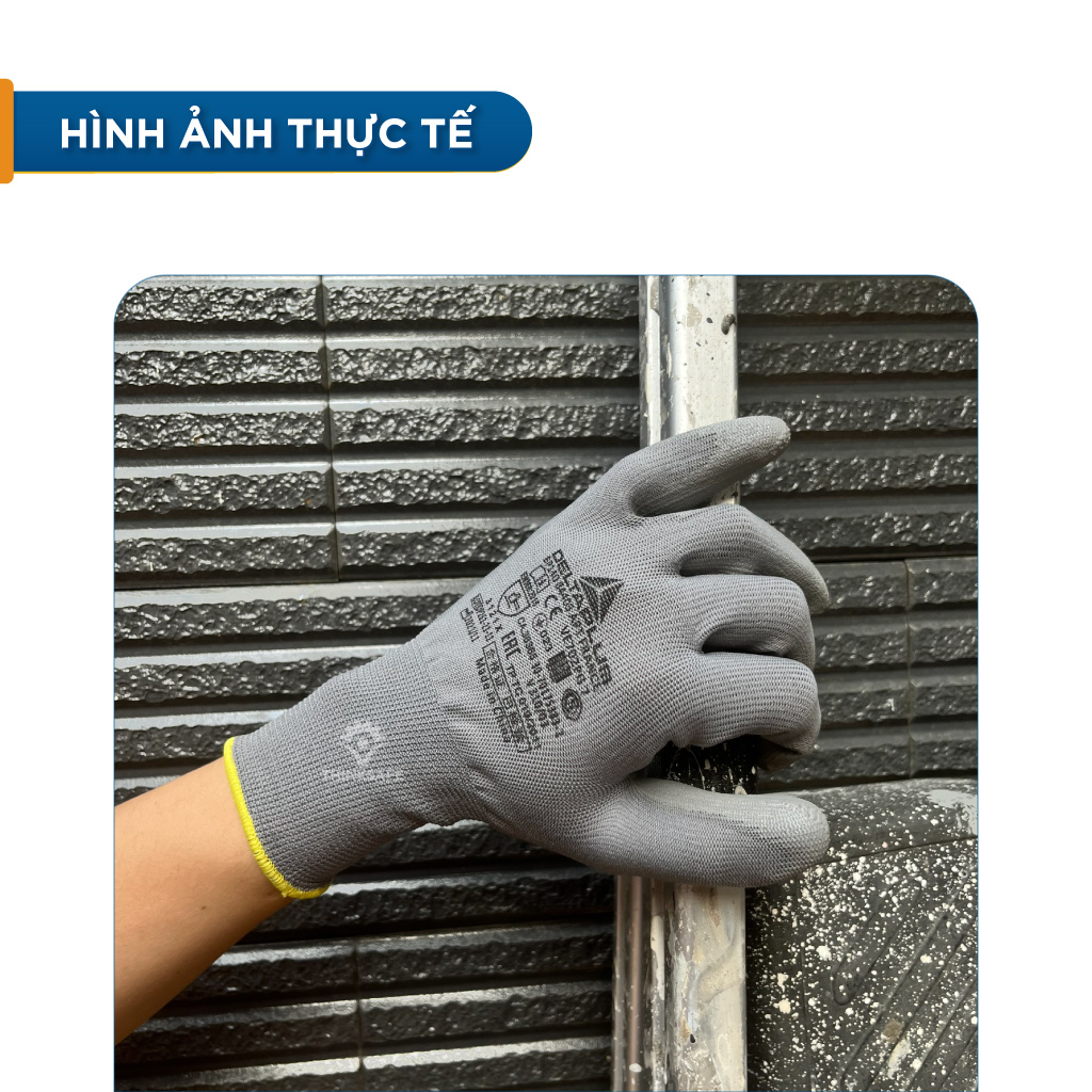 Găng tay lao động Deltaplus VE702PG phủ PU chống cắt chống dầu Bao tay lao động ôm tay thao tác chính xác -Thinksafe