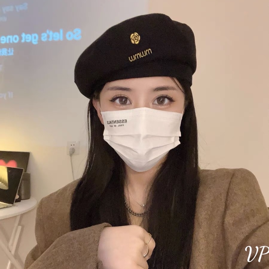 Mũ nồi mũ beret hoa trà min min