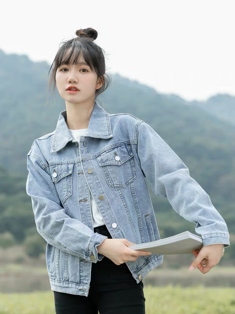 Áo khoác jean nữ cao cấp trơn áo khoác nữ basic áo khoác nữ đẹp cao cấp 2025