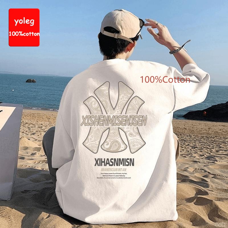 New hot selling T-shirt pure cotton fabric oversized round neck...