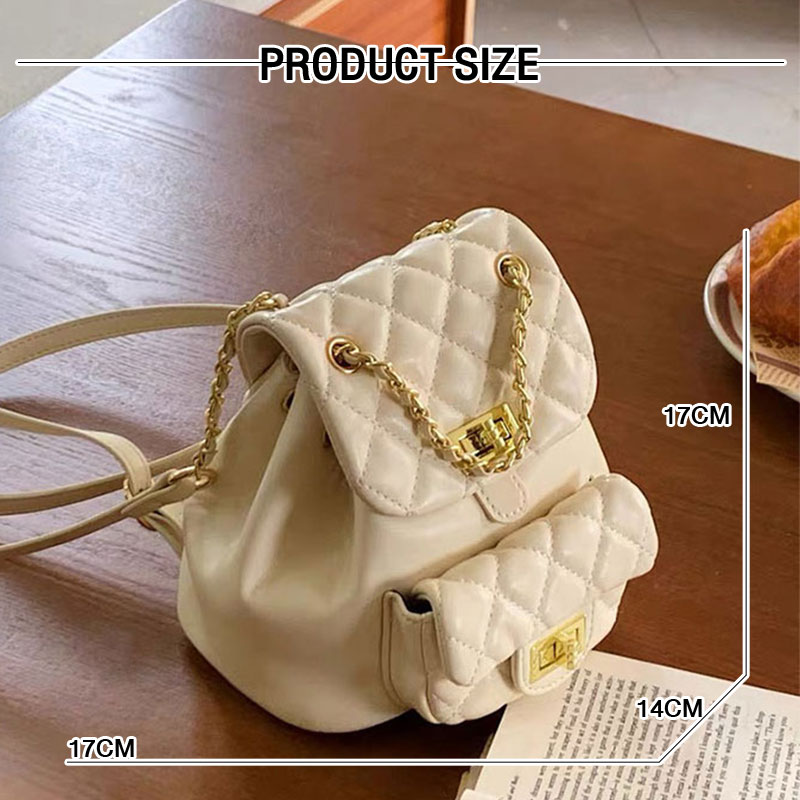 C&K Versatile Backpack Bag Women's Fashion Textured Chain Travel Multi-Purpose Small Backpack Student School Bag