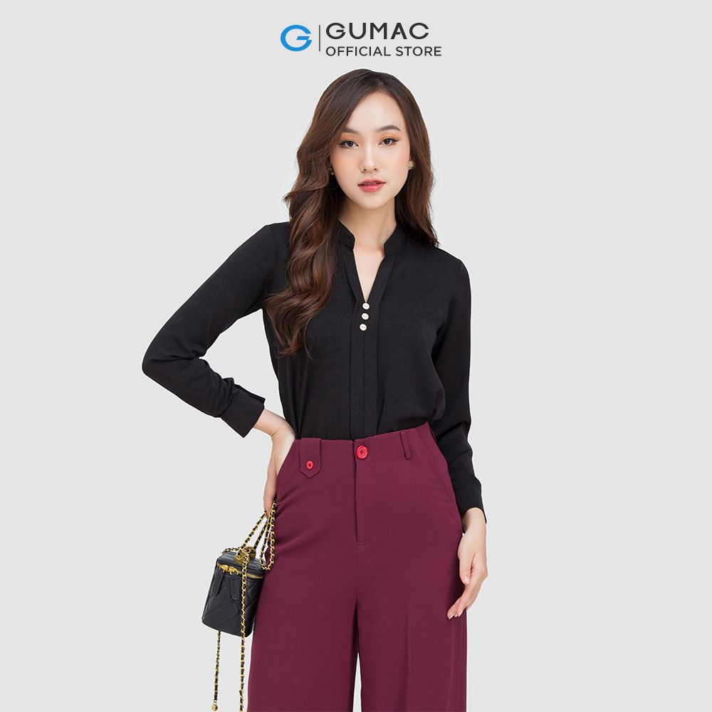 [CHỈ 4-6.4 | TẶNG ÁO THUN ĐƠN 799K] Áo sơ mi nữ GUMAC AC05005 phối 3 nút