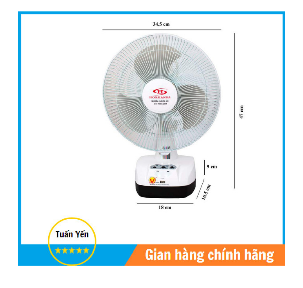 Quạt sạc kiêm đèn sạc honjianda hjd- fl301 led - hàng chính hãng.