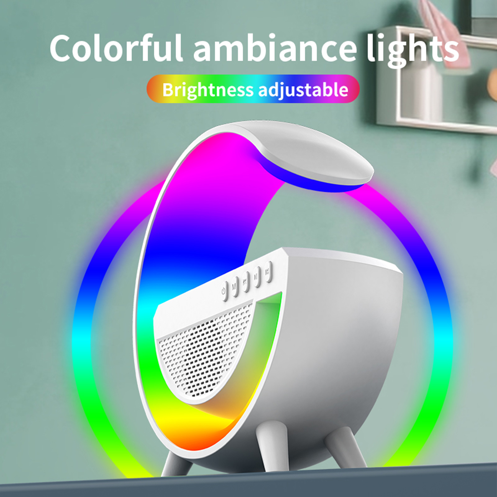 Bluetooth-compatible Speaker Lamp Wireless Charging Speaker Light Multi-functional Wireless Charger Speaker with Led Lights and Bluetooth Sync