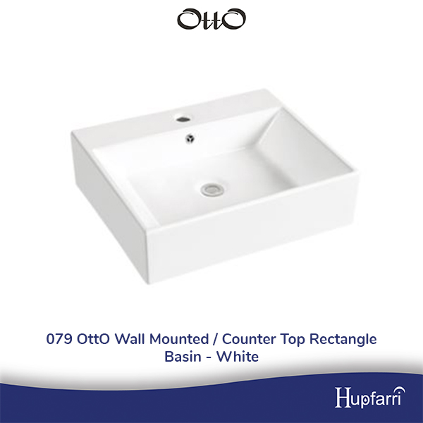 079 OttO White Wall Mounted / Counter Top Rectangle Basin – By Hupfarri ...