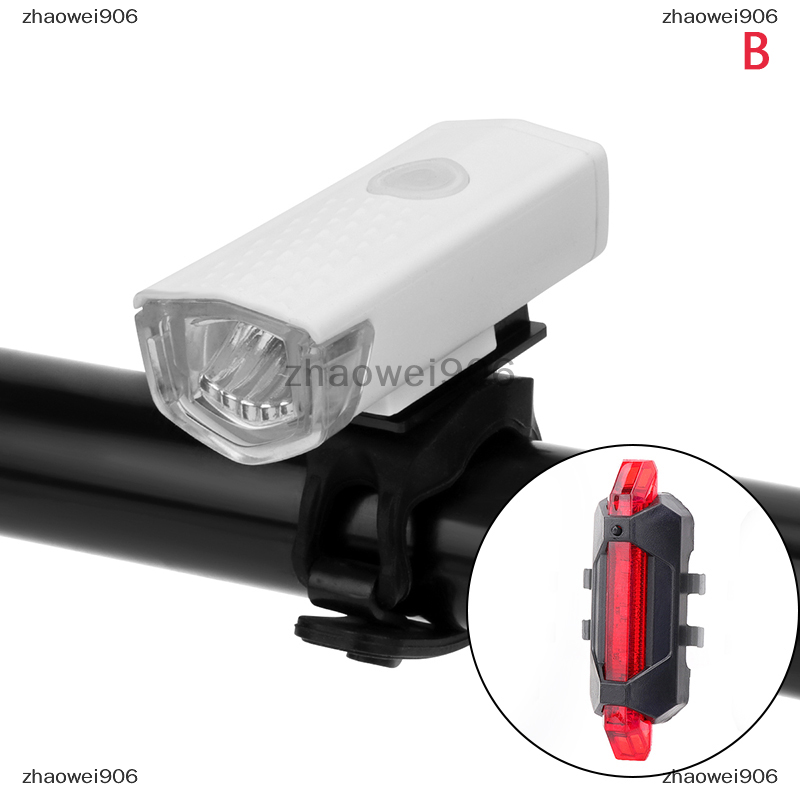 Zhaowei906 Rechargeable Bike Front Bicycle Lights Front Back Rear Taillight Bike Headlight Bicycle Accessories Bicycle Safety Lamp