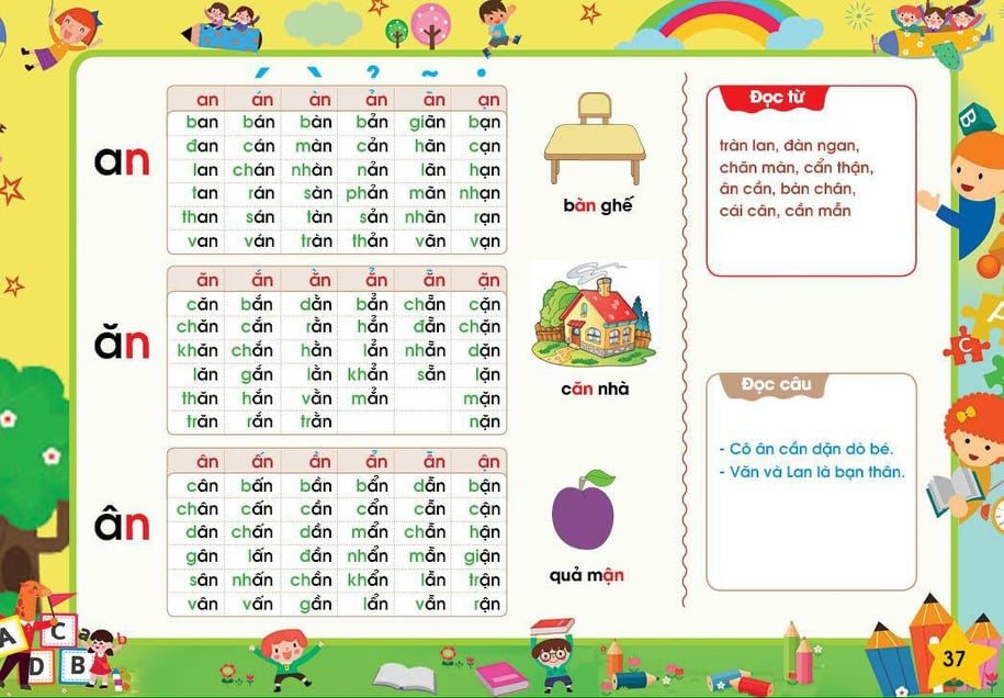 ( Tặng bộ thẻ 42 chữ đơn + chữ ghép) Đánh Vần Tiếng Việt từ 3-7 tuổi