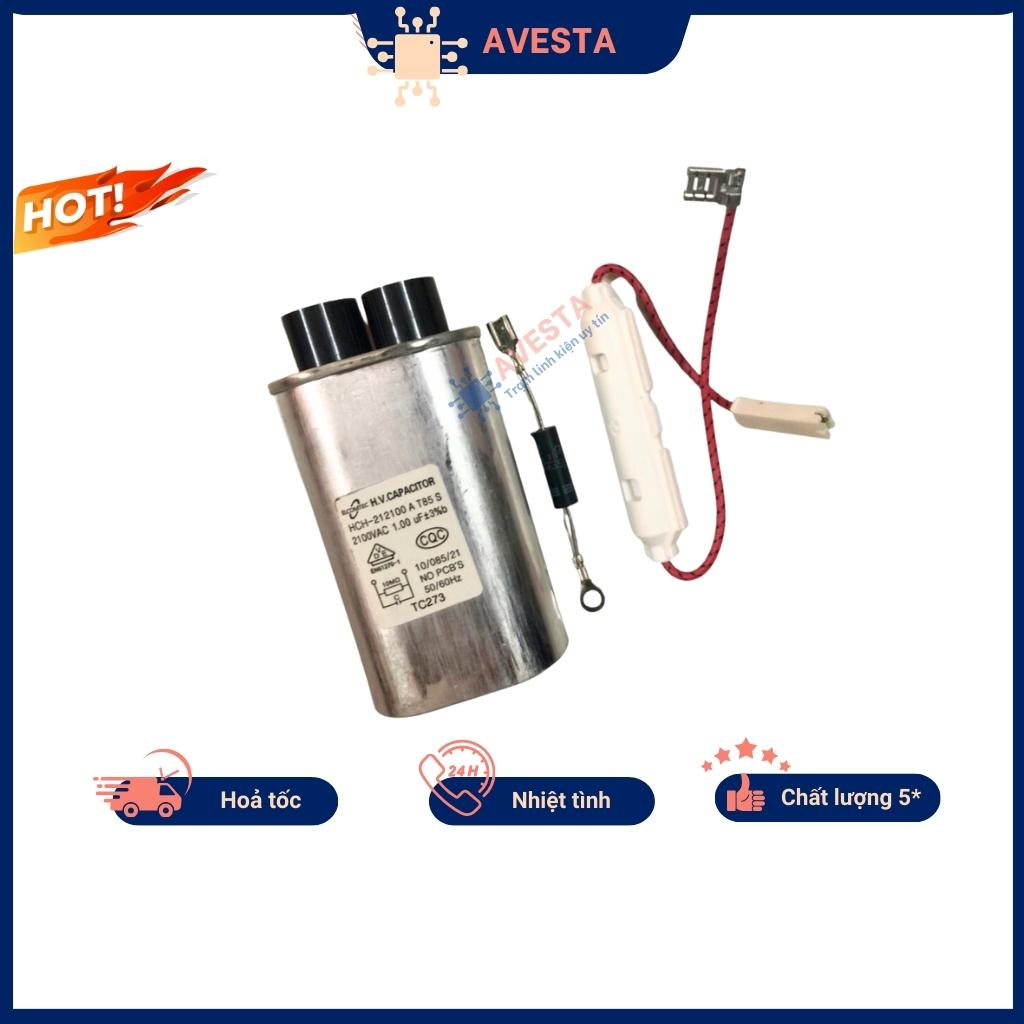 Combo linh kiện sửa lò vi sóng tụ điện , cầu chì , diode chính hãng Avesta