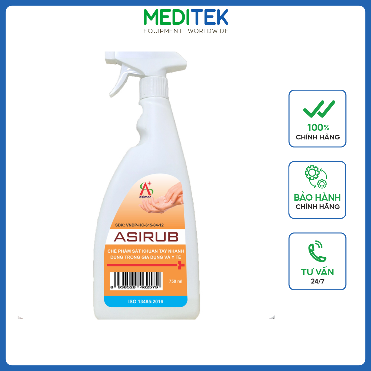 Dung dịch khử khuẩn Asirub 750ml/chai