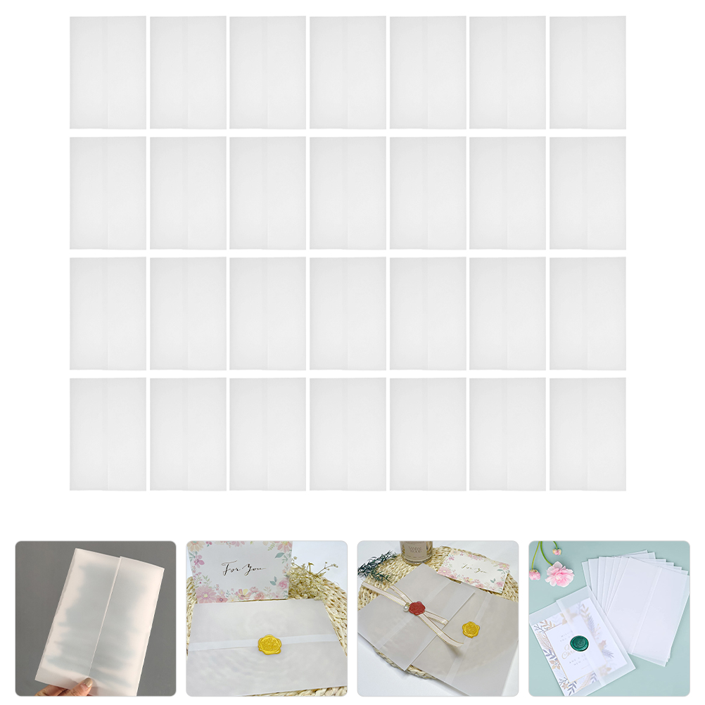【SmartHorizon】50 Pcs Wedding Invitation Paper Envelope Blank Greeting Cards Clear Blank for Letters Portable Translucent. 