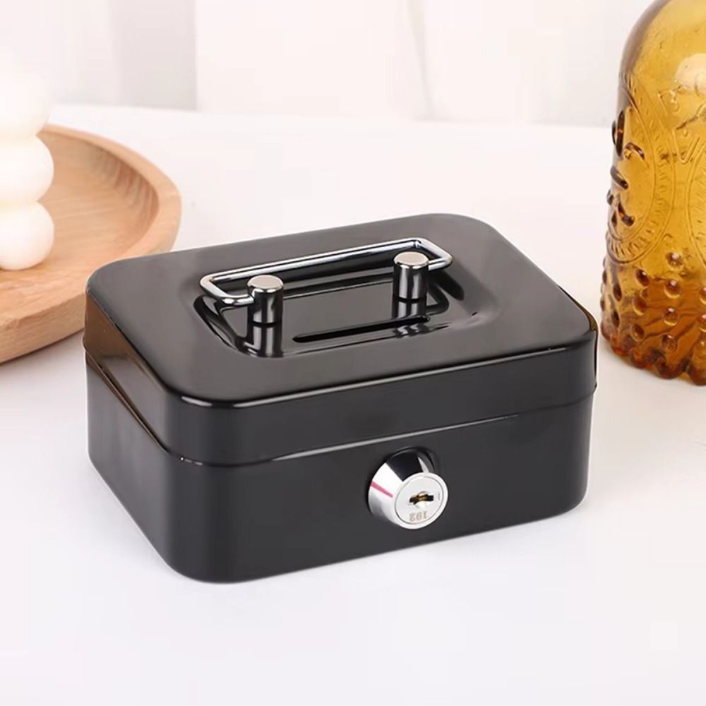 Creative Mini Lockable Cash Box with Key Metal Money Safe Case Sturdy Construction Portable Lock Box For Kids. 