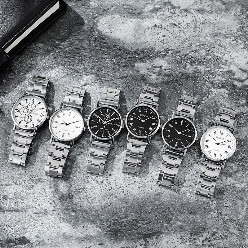 【Factory Store】Cross-border Gift Watch for Men - Stainless Steel Strap Quartz Watch.
