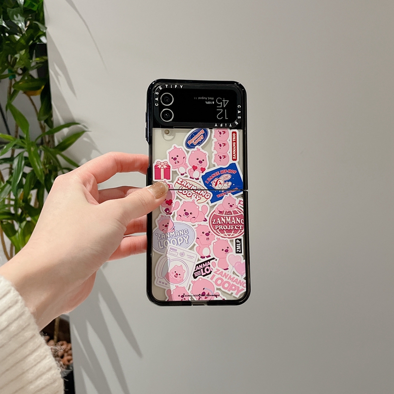Casetify zanmang loopy sticker hard case samsung galaxy z flip 5 flip 4 flip 3 clear acrylic cover