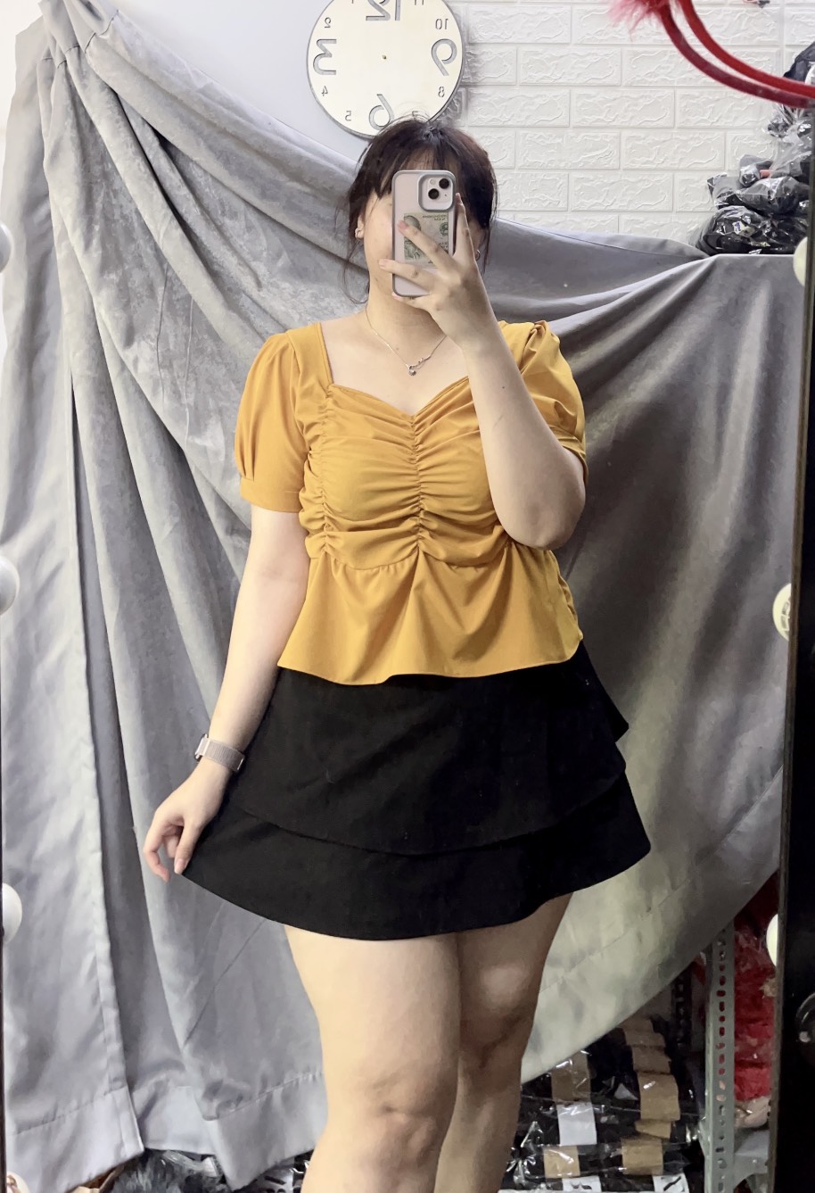 ÁO KIỂU NHÚN THUN CHẤT LỤA NỮ BIGSIZE (ẢNH MẪU CHỤP TẠI SHOP).
