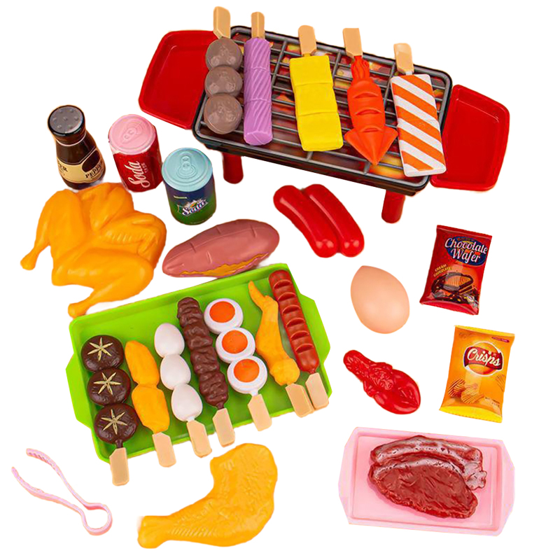 OP Kids Pretend Play Kitchen Toys 27pcs/100pcs Pretend Play Food Sets For Kids Simulation Food Barbecue Cooking Toys For Boys Girls Gifts
