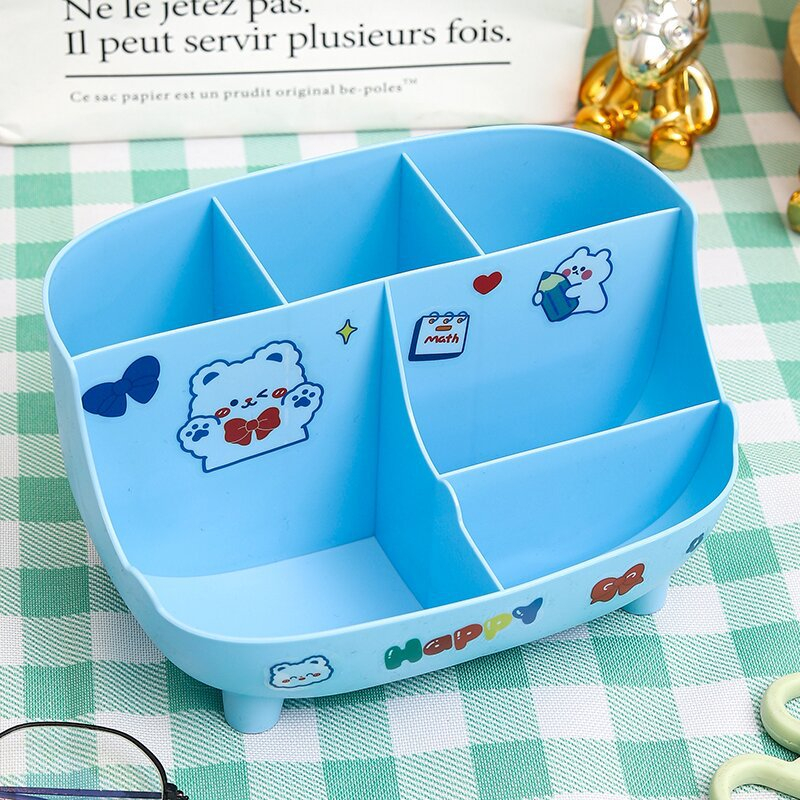 Kệ nhựa 6 ngăn đựng bút, mỹ phẩm, đồ trang điểm, đồ dùng - hộp ống cắm bút 6 ngăn - kệ đựng bút 6 ngăn