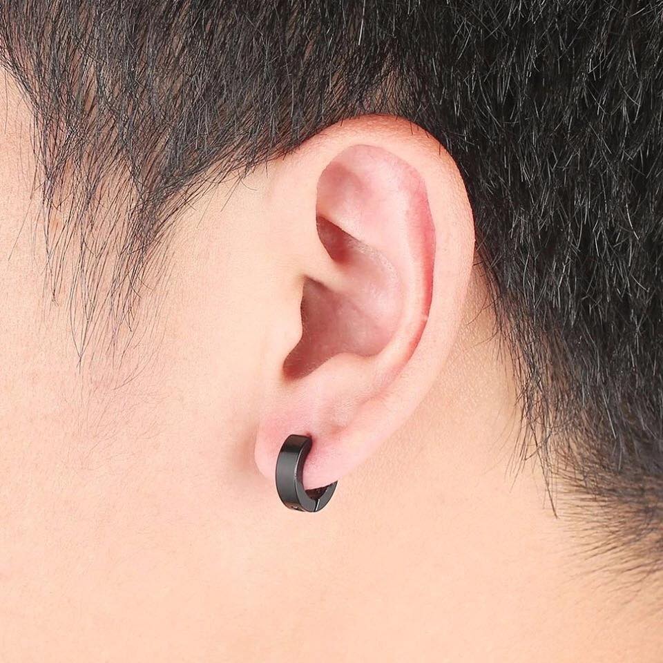 [HCM]Bông tai khoen titan cá tính BT121 đen ĐV: 2 chiếc