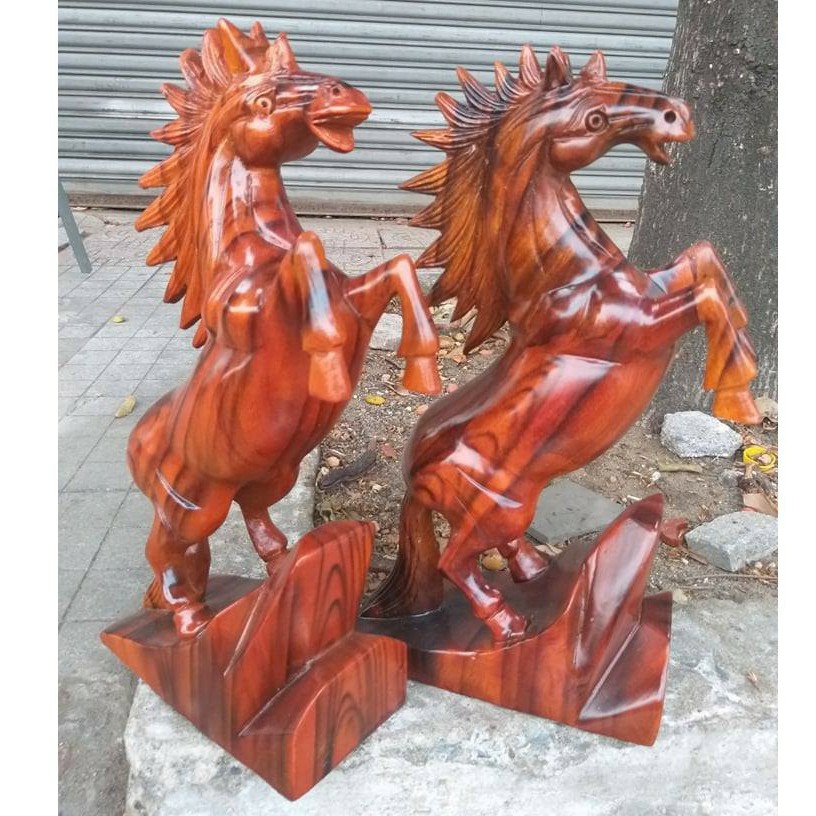Cặp ngựa gỗ phong thuỷ gỗ sơn huyết cao 67cm vv