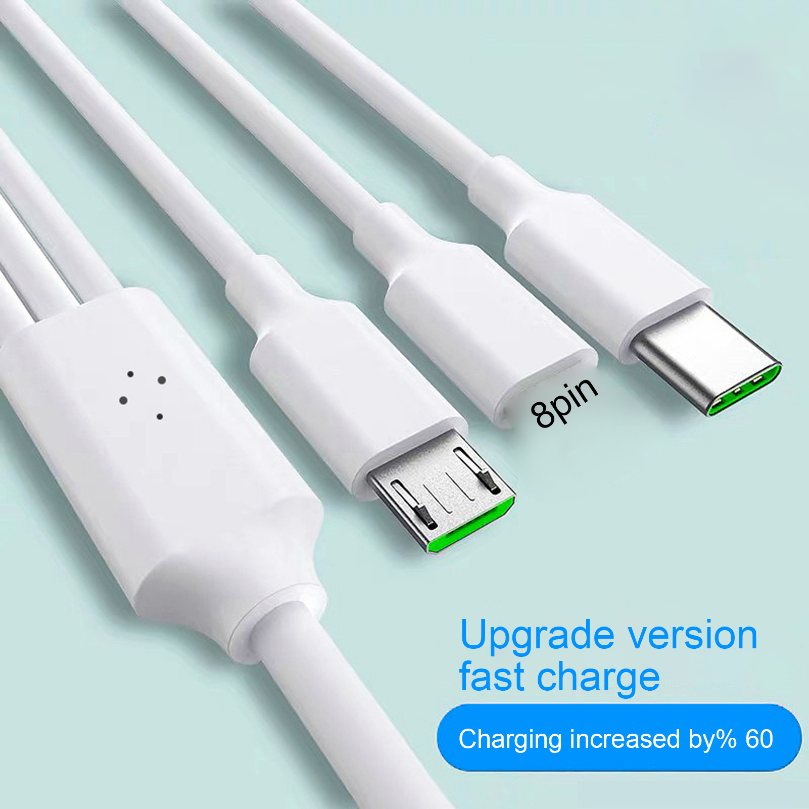 zhaodunyuephw Data Cable 3-in-1 Universal 5A Micro USB Type-C 8Pin Fast Charging Cord for iPhone