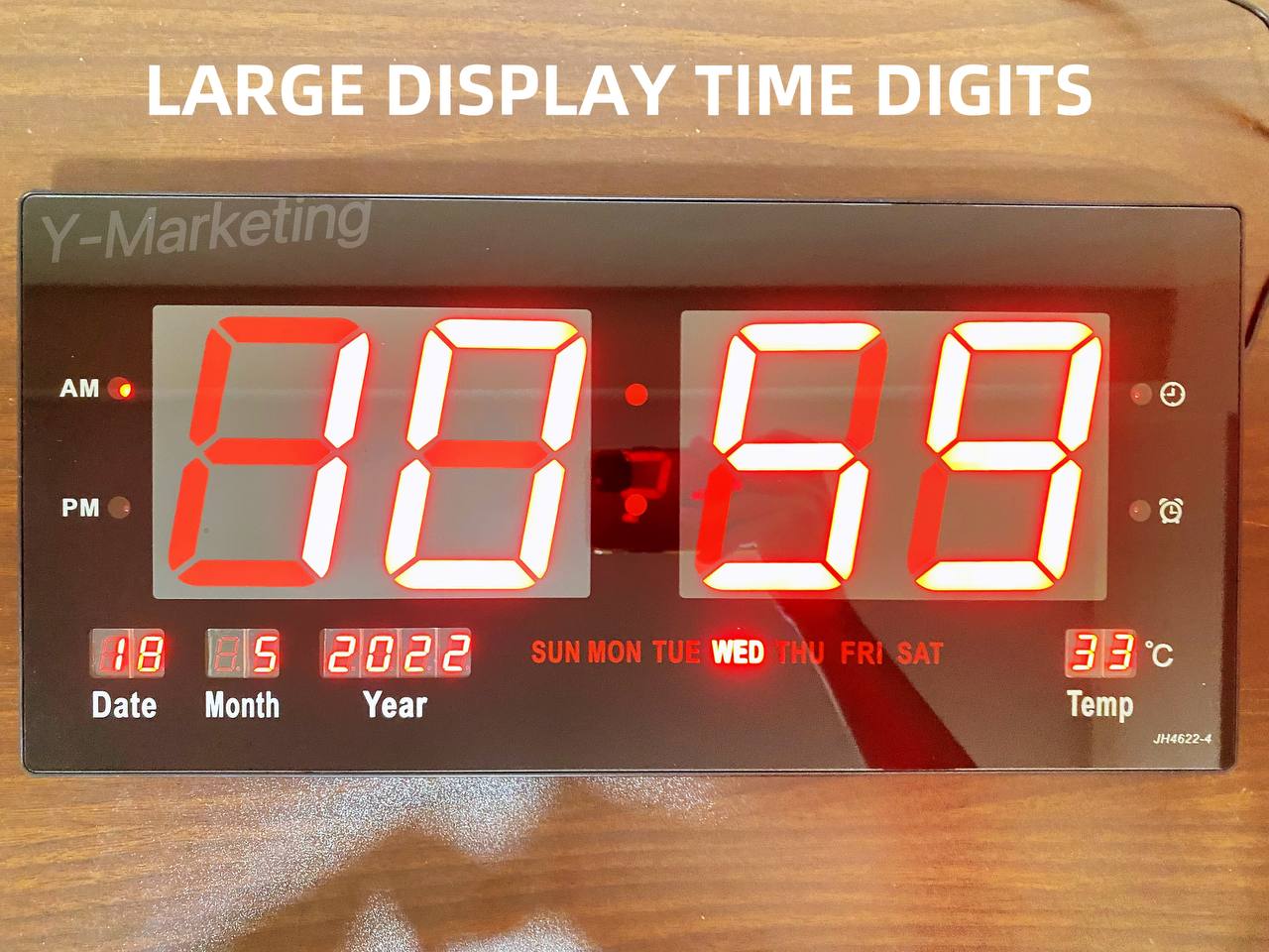 Time Digits (JH-4622-4 Upgraded) 19.5” LARGE DISPLAY TIME Digits Calendar Wall-Hang ...