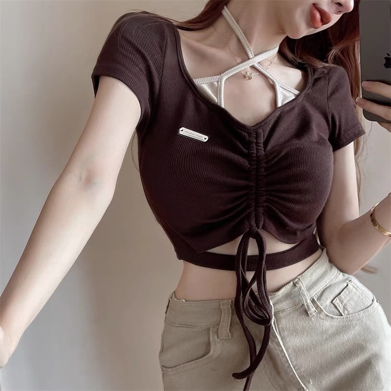 [FREESHIP + VOUCHER] Áo kiểu DÂY RÚT giữa giả yếm