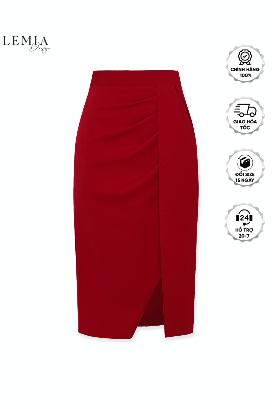 Chân váy thời trang bút chì xếp ly thân trước by lemia design - 23z107