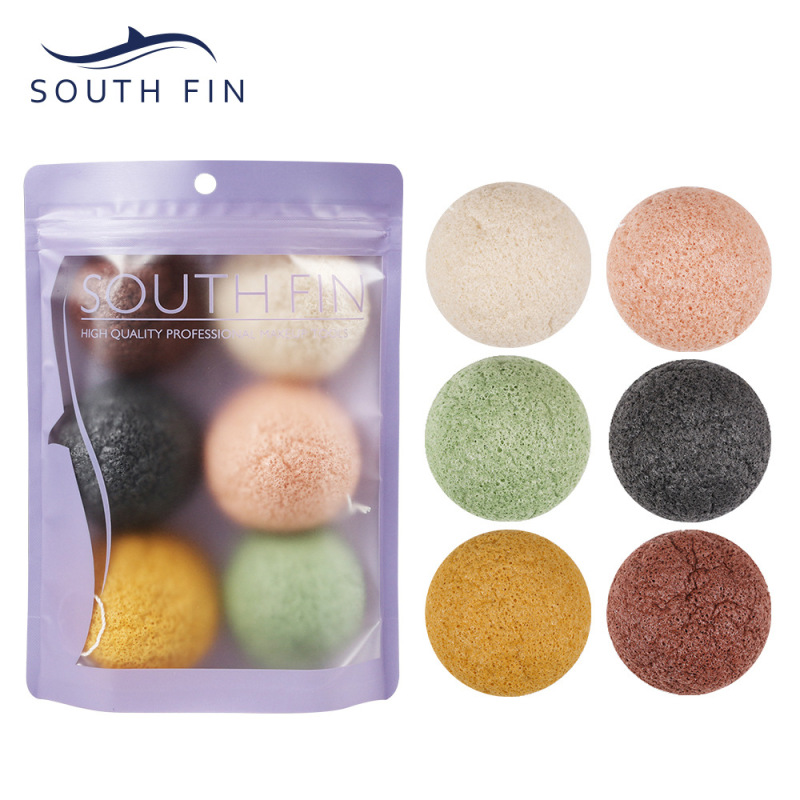 6 Pcs/set Konjac Sponge Exfoliator Face Wash Cleaning Sponge Makeup Konjac Sponge