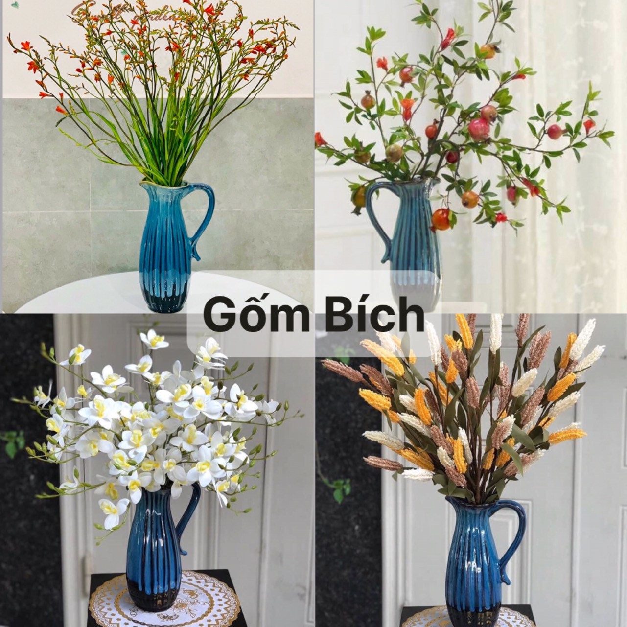 Bình Hoa Lọ Hoa Dáng Bình Sữa Thon Gốm Sứ Bát Tràng - Gốm Bích