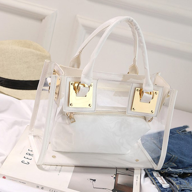 C&K Women's shoulder bag handbag fashion Korean PVC jelly bag transparent crossbody bag