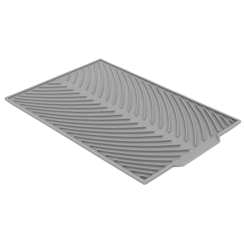 Silicone Dish Drying Mat Flume Folding Draining Mat,Rectangle Drain Mat Drying Dishes Pad Heat Resistant Non- Tray