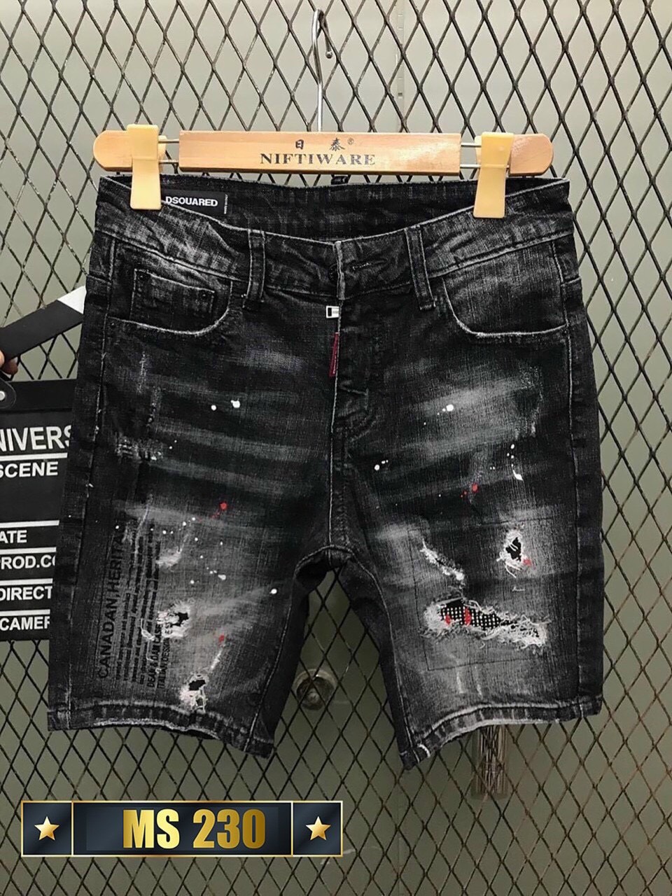 quần short jean nam đen rách vẩy sơn cá tính, quần sọt đùi bò nam mặc nhà cao cấp vải jean dày dặn co giãn có size lớn kaystore 28/06