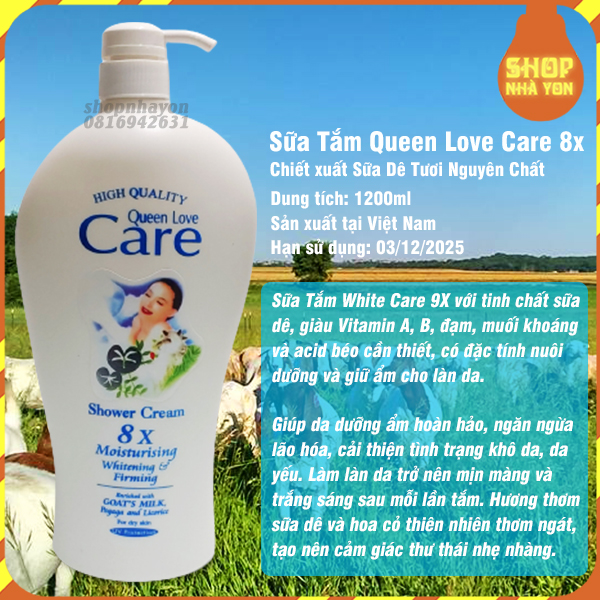 Combo 2 chai sữa tắm dê Care 1200ml dầu gội Opera 400ml bông tắm cao cấp