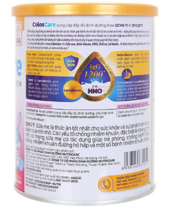 SỮA BỘT COLOSCARE 0+ (Lon 800g)