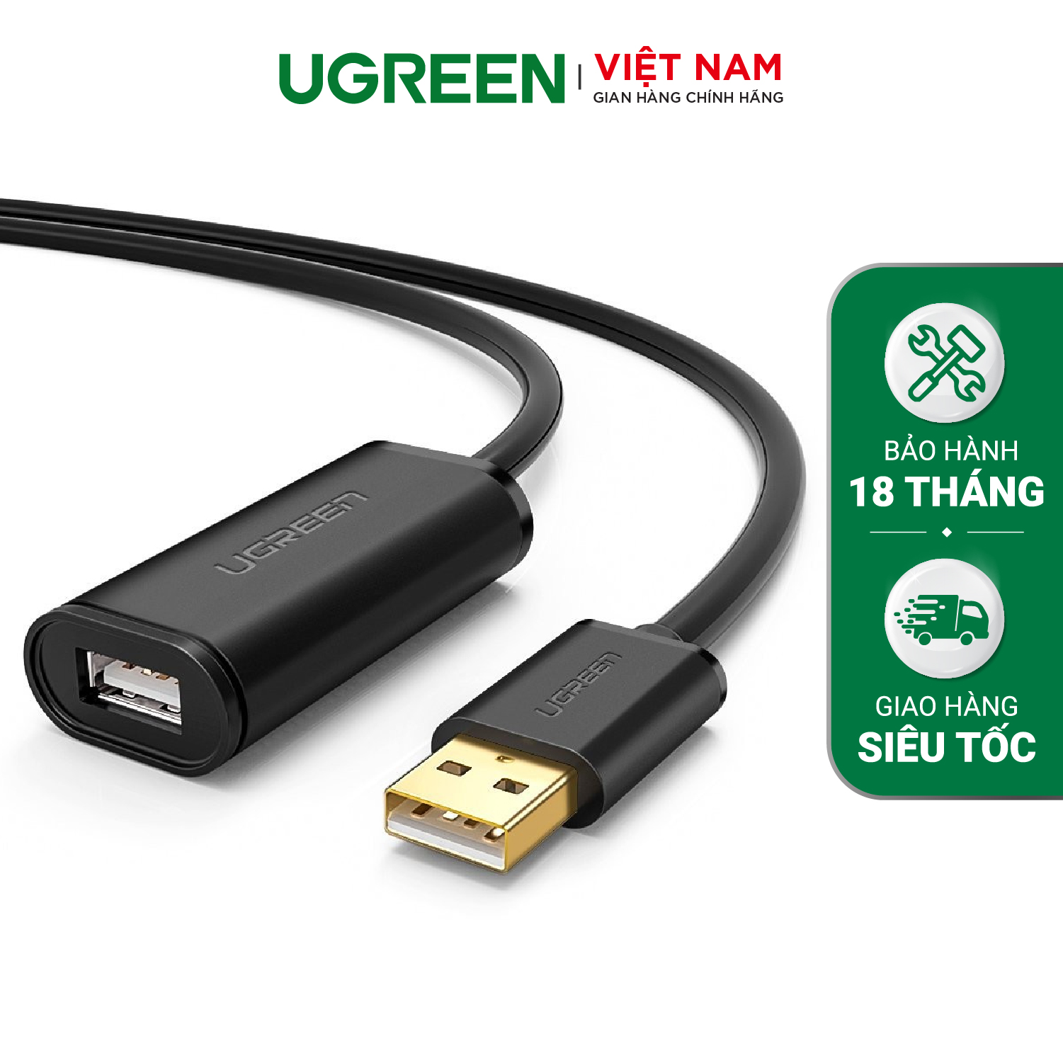 Dây usb 2.0 nối dài dài 15m active có chip ugreen us121 10323 card mở rộng 2 cổng usb 3.1 type-c ugreen us230 30773 - hãng phân phối chính thức