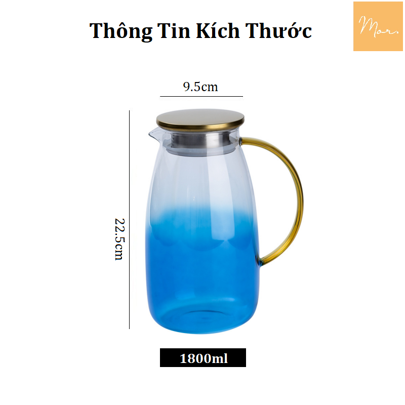 Bình nước thủy tinh chịu nhiệt - 1.8L