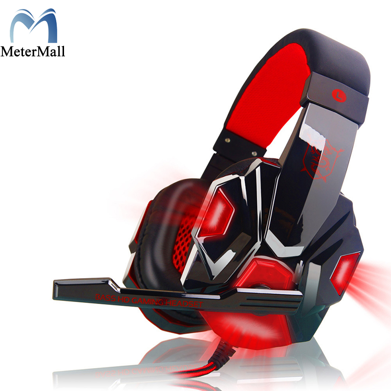 Over Ear Gaming Headset with Mic and LED Light for Laptop Cellphone PS4