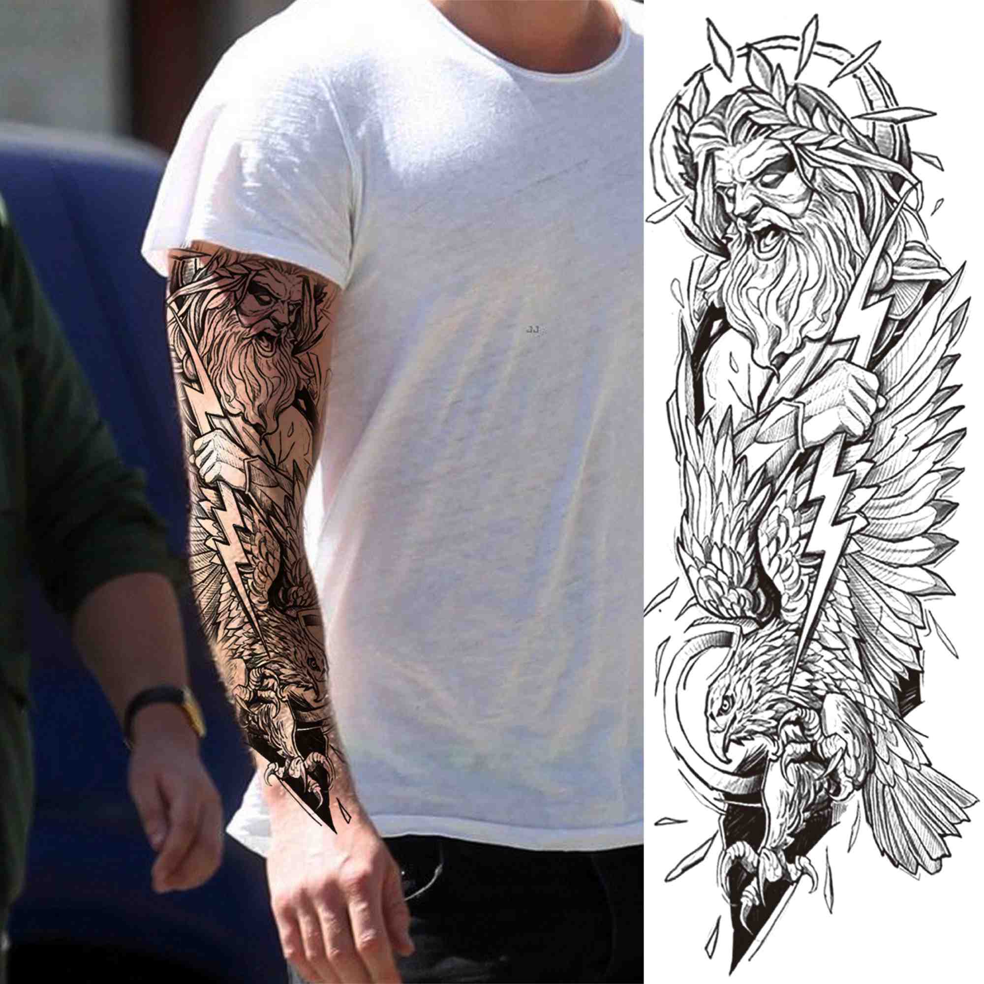 【Exclusive Discount】Indian Totem Temporary Men Shoulder Women Compass Warrior Turtle Fake Tattoo Sleeves Black Full Tatoo Large. 