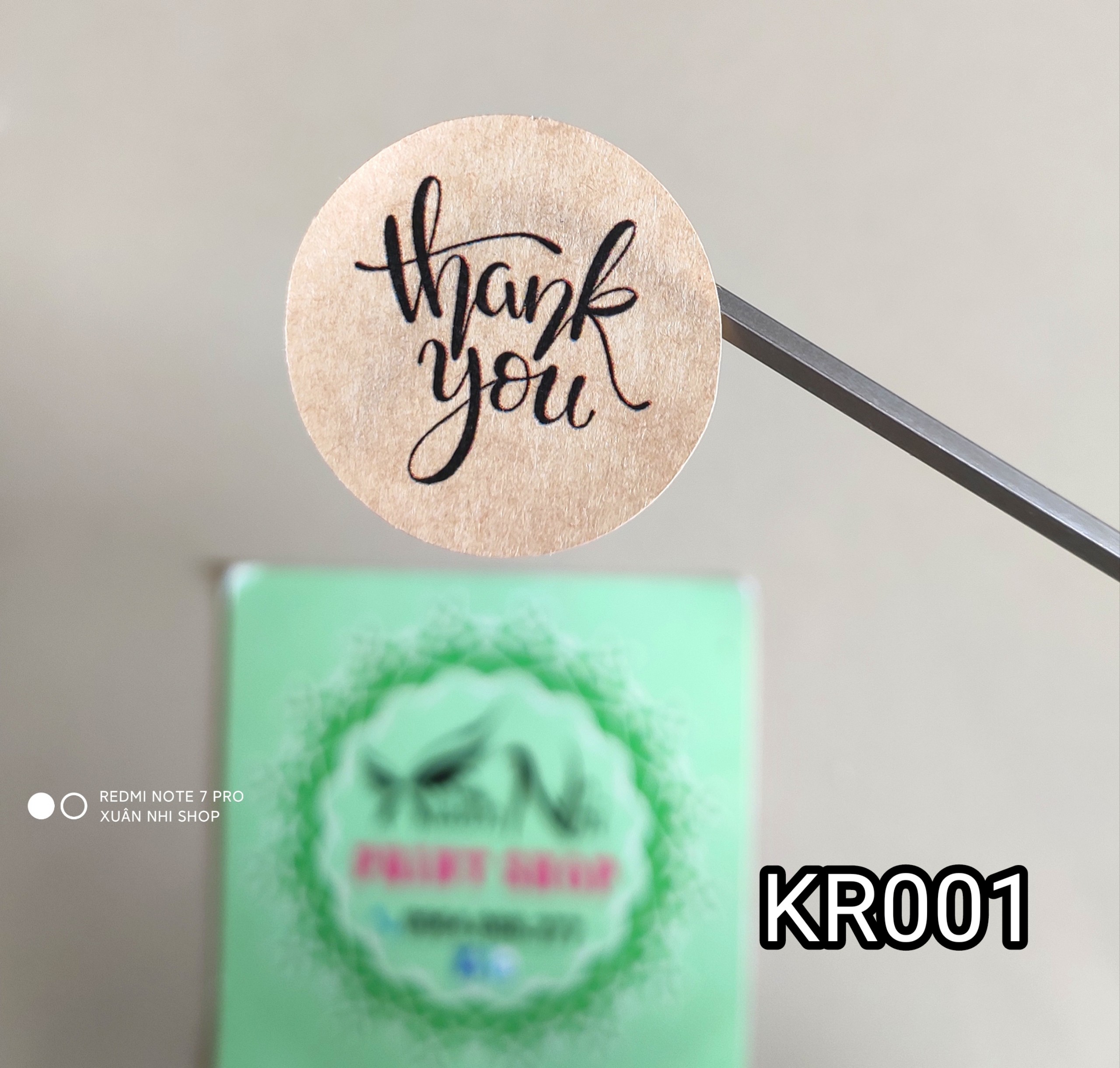 Sticker Thank You giấy kraft cổ điển