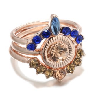 Simple Fashion Popular Red Gem 3-piece Set suit Australian Gem Crown Ring suit Women. 