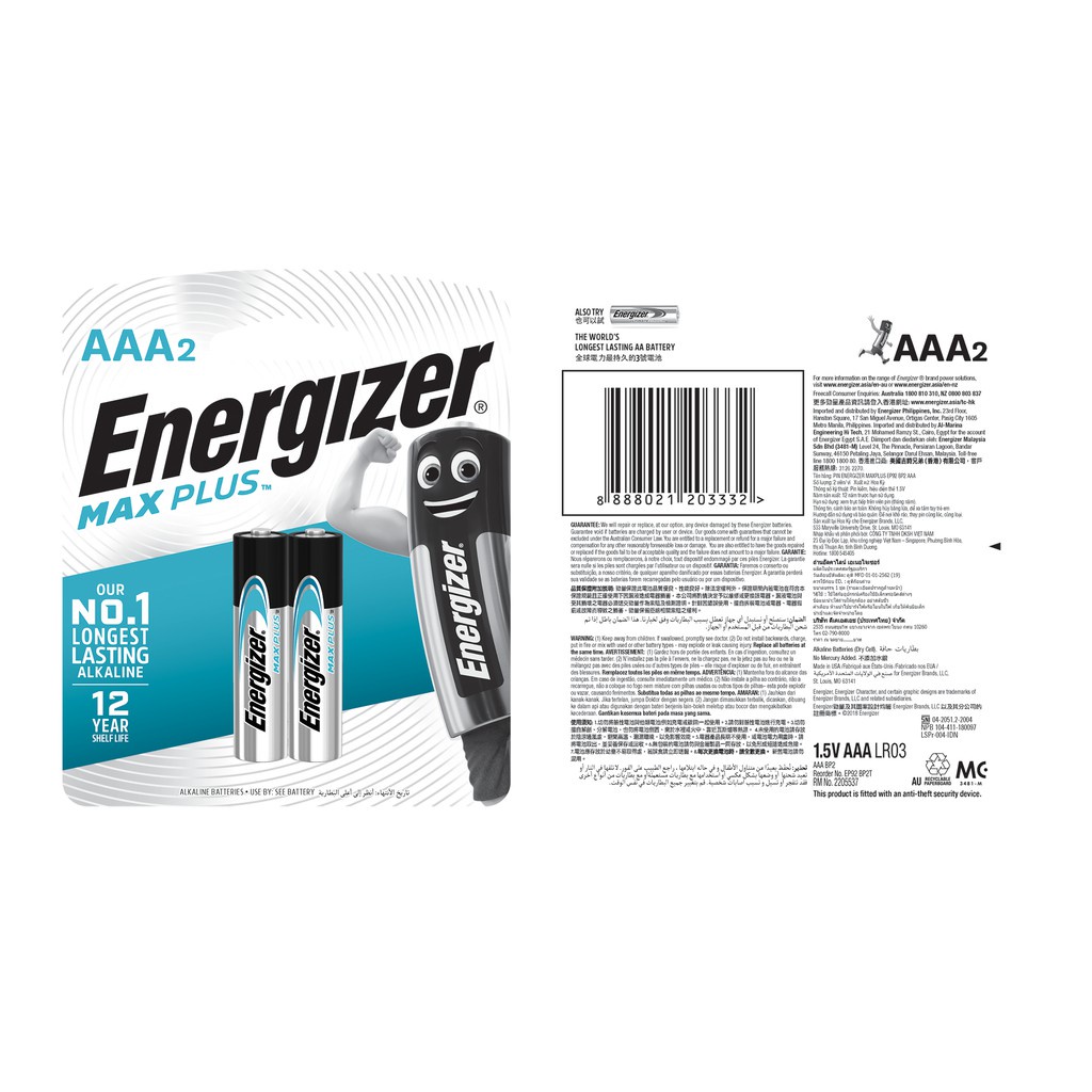 Pin AAA Energizer Max Plus EP92 BP2 - Vỉ 2 Viên