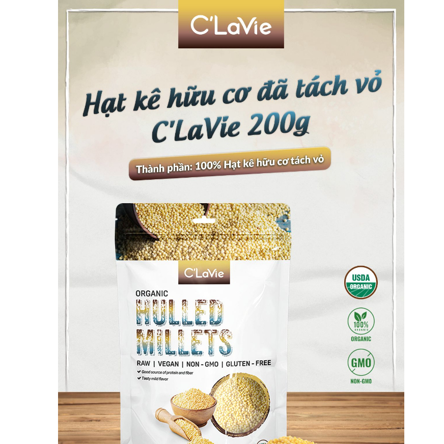 Hạt kê hữu cơ tách vỏ C'lavie 200g