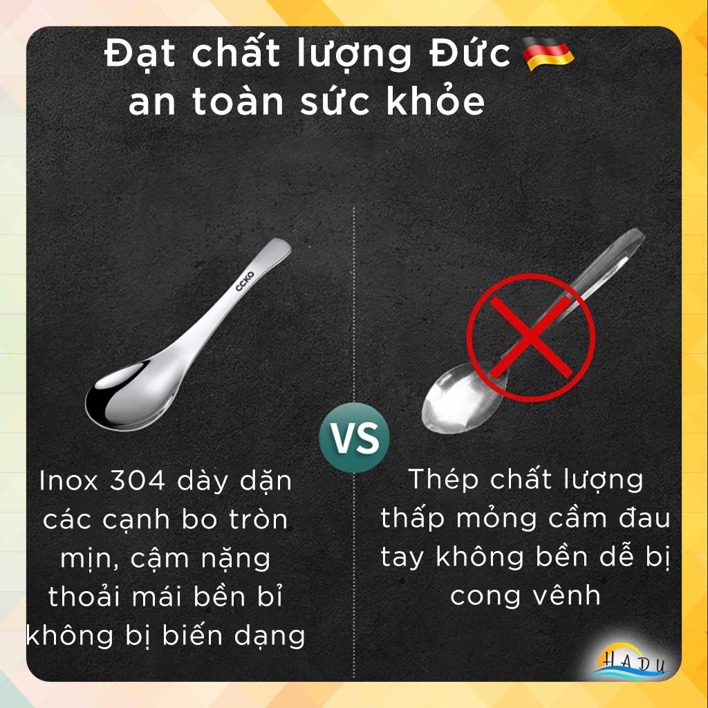 Muỗng Inox 304 Lòng Sâu Dày Dặn CCKO, Thìa Ăn Cơm, Súp, Phở Siêu Bền, Đúc Nguyên Khối Không Cong Vênh, Cầm Chắc Tay, Sang Trọng