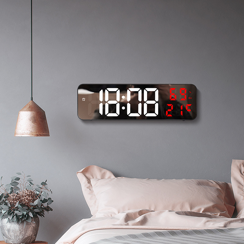 YONUO Clock Multi-functional LED alarm clock Simple mirror clock living room wall clock