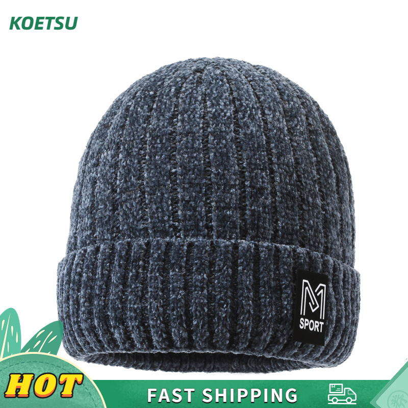 KOETSU【COD】New Knitted Hat Letter Warm Woolen Hat Hoodie Cold Cap