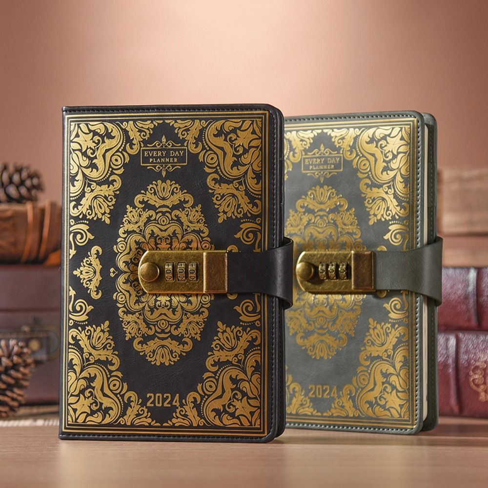 MMLUCK Password Locking 2024 Combination Lock Journal A5 Ruled Lined Paper Combination Lock Secret Diary Elegant General Memory Book Password Schedule Planner Secrets Writing