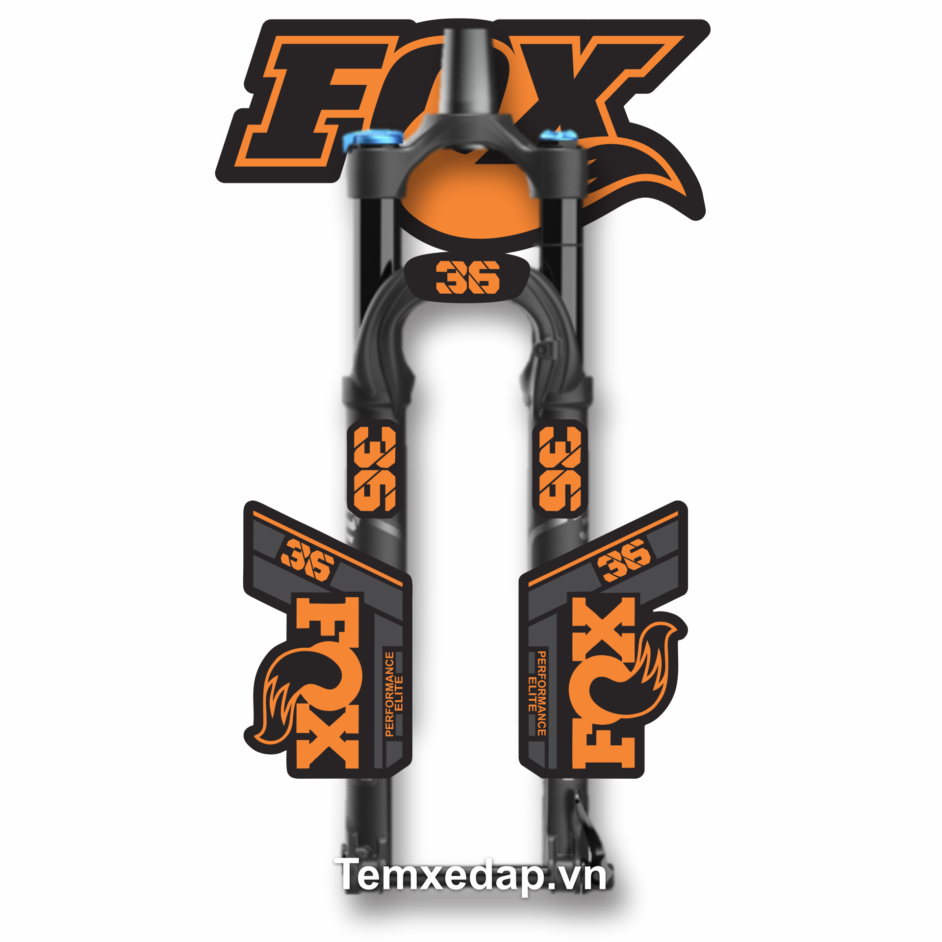 Tem decal dán phuộc xe đạp địa hình FOX 36 PERFORMANCE ELITE 2021 | Sticker phuộc xe đạp | Decal phuộc xe đạp | Tem phuộc xe đạp | Temxedap.vn