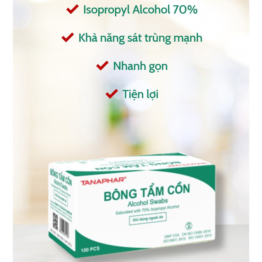 10 miếng Bông tẩm cồn Greetmeed, khử khuẩn da, đồ dùng, điện thoại, mắt kiếng....