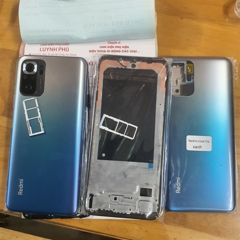 Vỏ redmi note 10 4g Redmi note 10s M2101K7AG có khay sim kính camera khung sườn