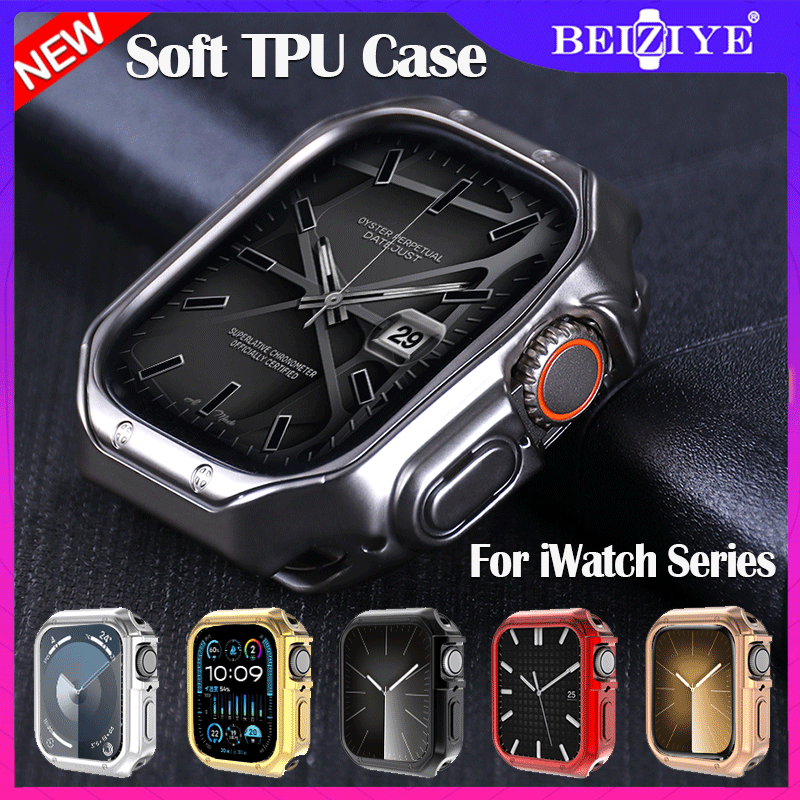 Vỏ đồng hồ cho Apple Watch Ultra 2 Vỏ mềm TPU Vỏ bảo vệ Ốp lưng Khung che cho iWatch Series 9 8 7 SE2 6 5 4 321 band 41mm 45mm 44mm 40mm 42mm 38mm Vỏ bảo vệ mạ