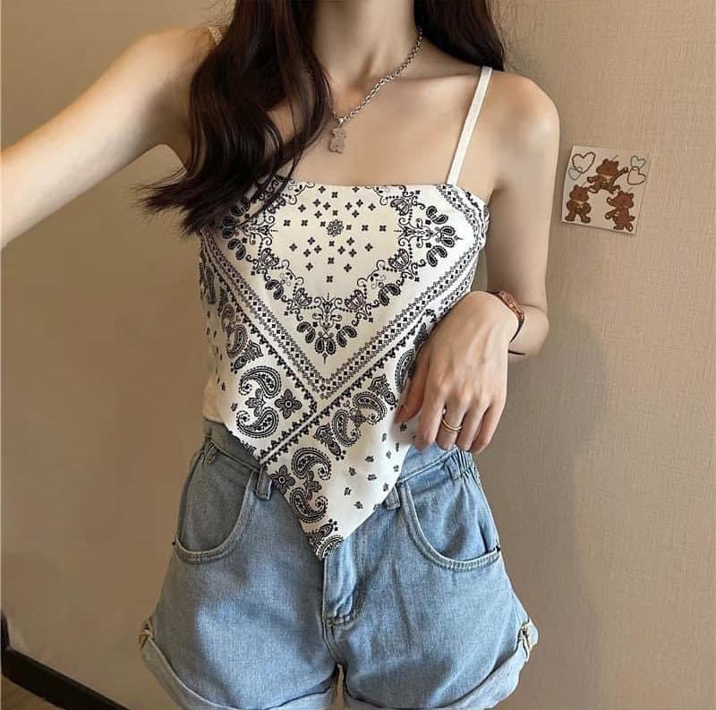 (ảnh thật) Áo 2 dây yếm thổ cẩm siêu xinh